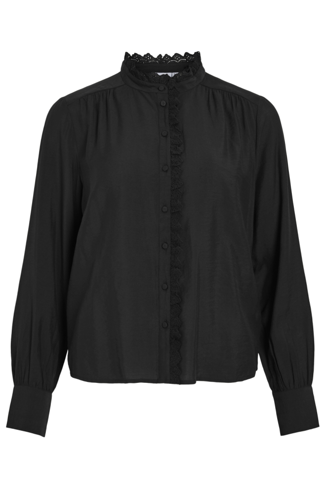 VIMALIMA L/S FRILL SHIRT/PB 14110662 BLACK BEAUTY